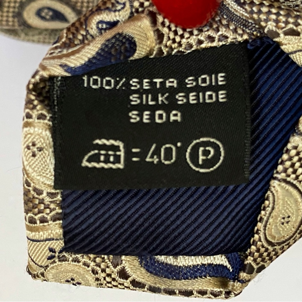 ERMENEGILDO ZEGNA White navy blue gray PAISLEY PRINT JACQUARD SILK NECK TIE - Picture 7 of 7